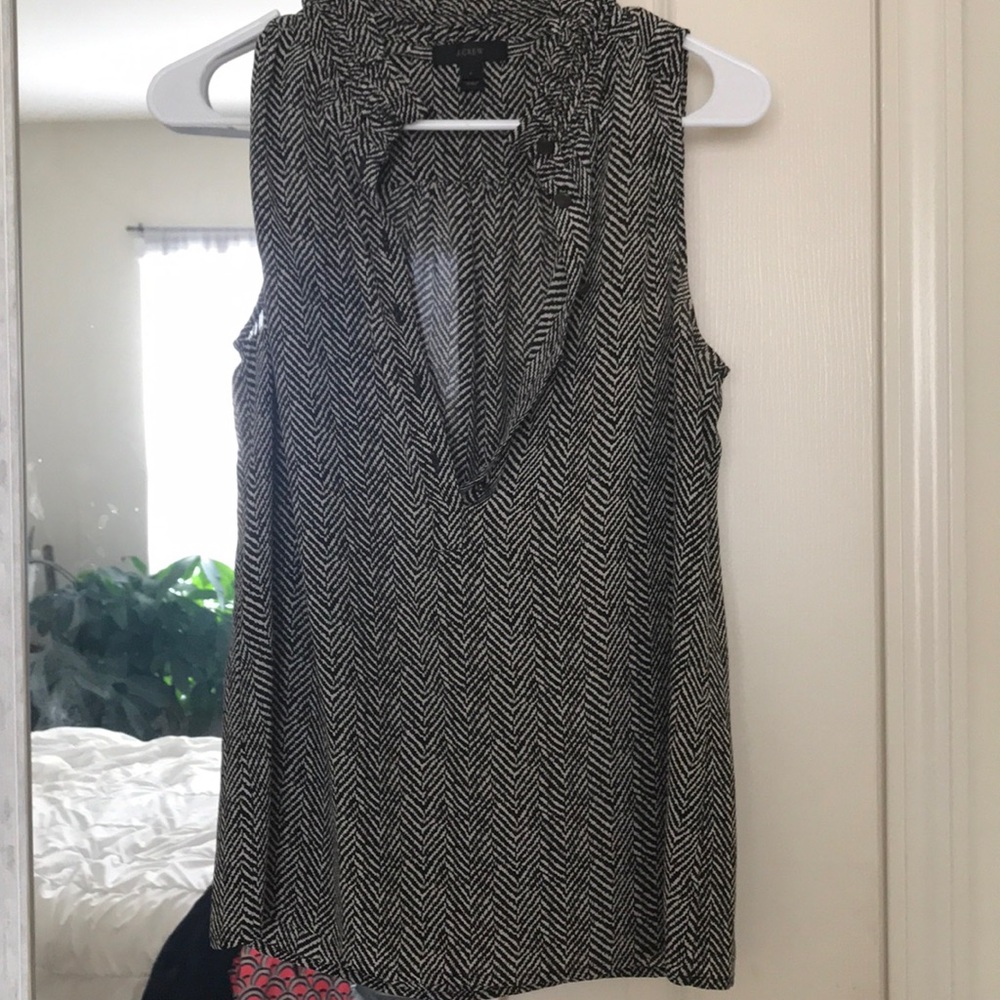 J.Crew herringbone black and cream tank